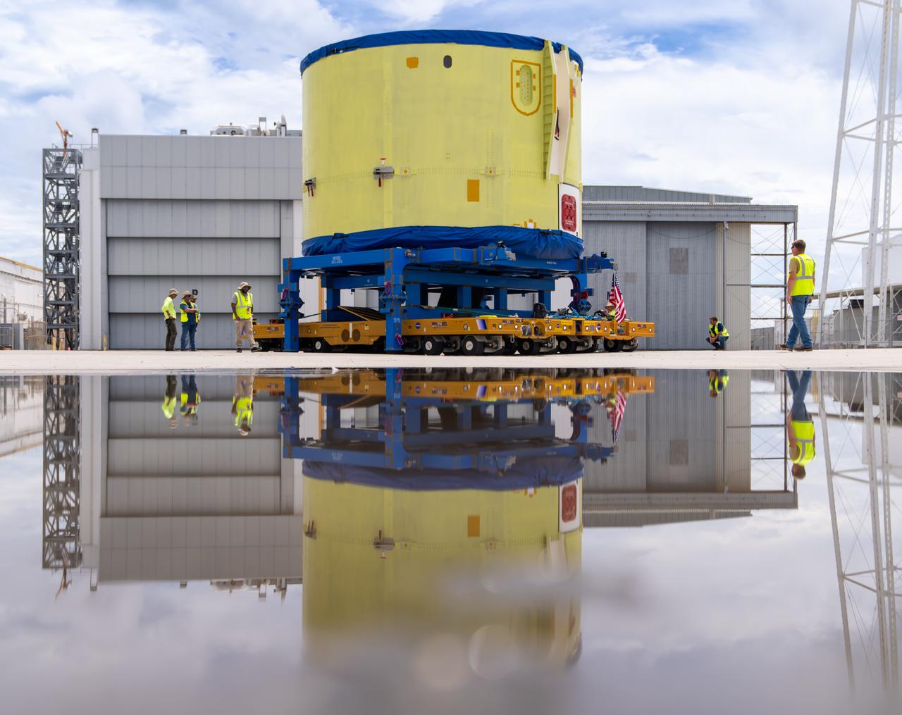 These photos and videos show teams at NASA’s Michoud Assembly Facility in New Orleans preparing, moving, and loading the engine section of a future SLS (Space Launch System) rocket to NASA’s Pegasus barge Aug. 28. The hardware will form the bottom-most section of the SLS core stage that will power NASA’s Artemis IV mission, which will be the first mission to the Gateway space station in lunar orbit under the Artemis campaign. The barge will transport the spaceflight hardware to NASA’s Kennedy Space Center in Florida via the agency’s Pegasus barge. Once in Florida, the engine section will undergo final outfitting inside Kennedy’s Space Station Processing Facility. 